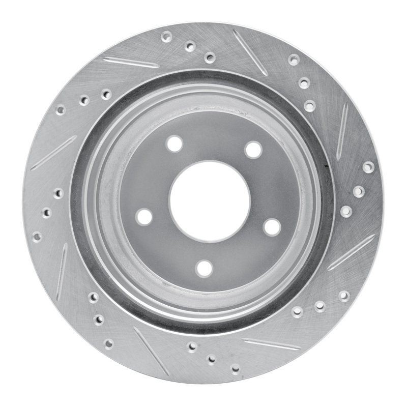 Chevrolet S10 Brake Rotor (1) - Rear Left - R1 Concepts - Drilled & Slotted - Silver - `97-`05